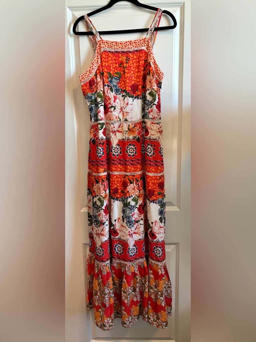 Cato Orange Multi Floral Tiered Maxi Skirt